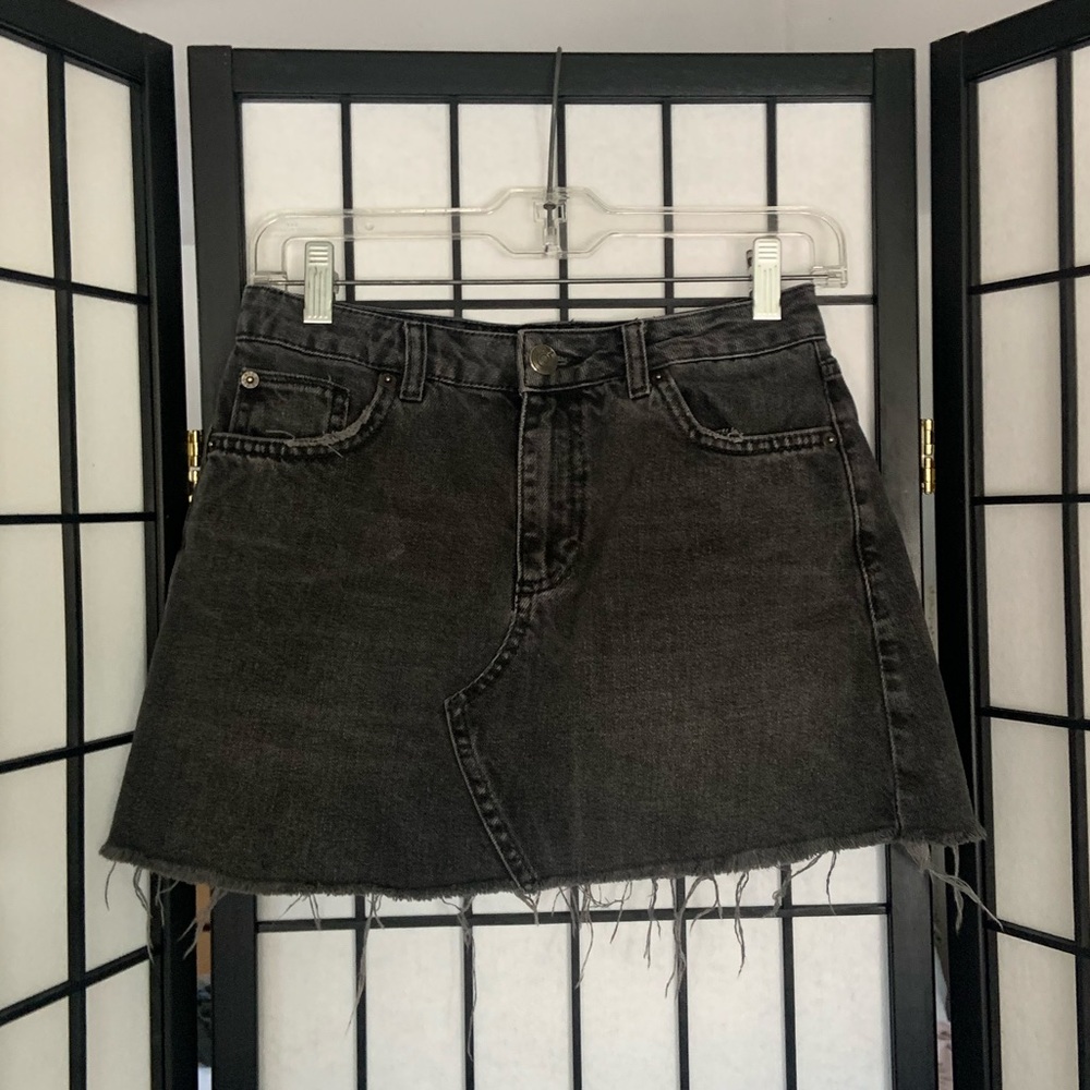 Black Jean Mini Skirt